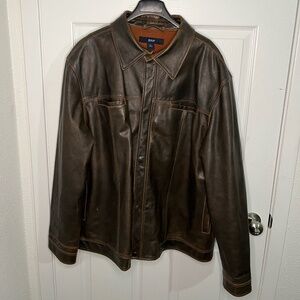 GAP Brown Leather Jacket Men’s Size XXL Vintage